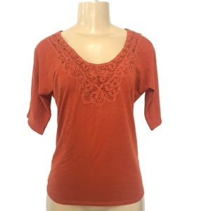 J. Crew crochet lace scoop neckline 3/4 sleeve top